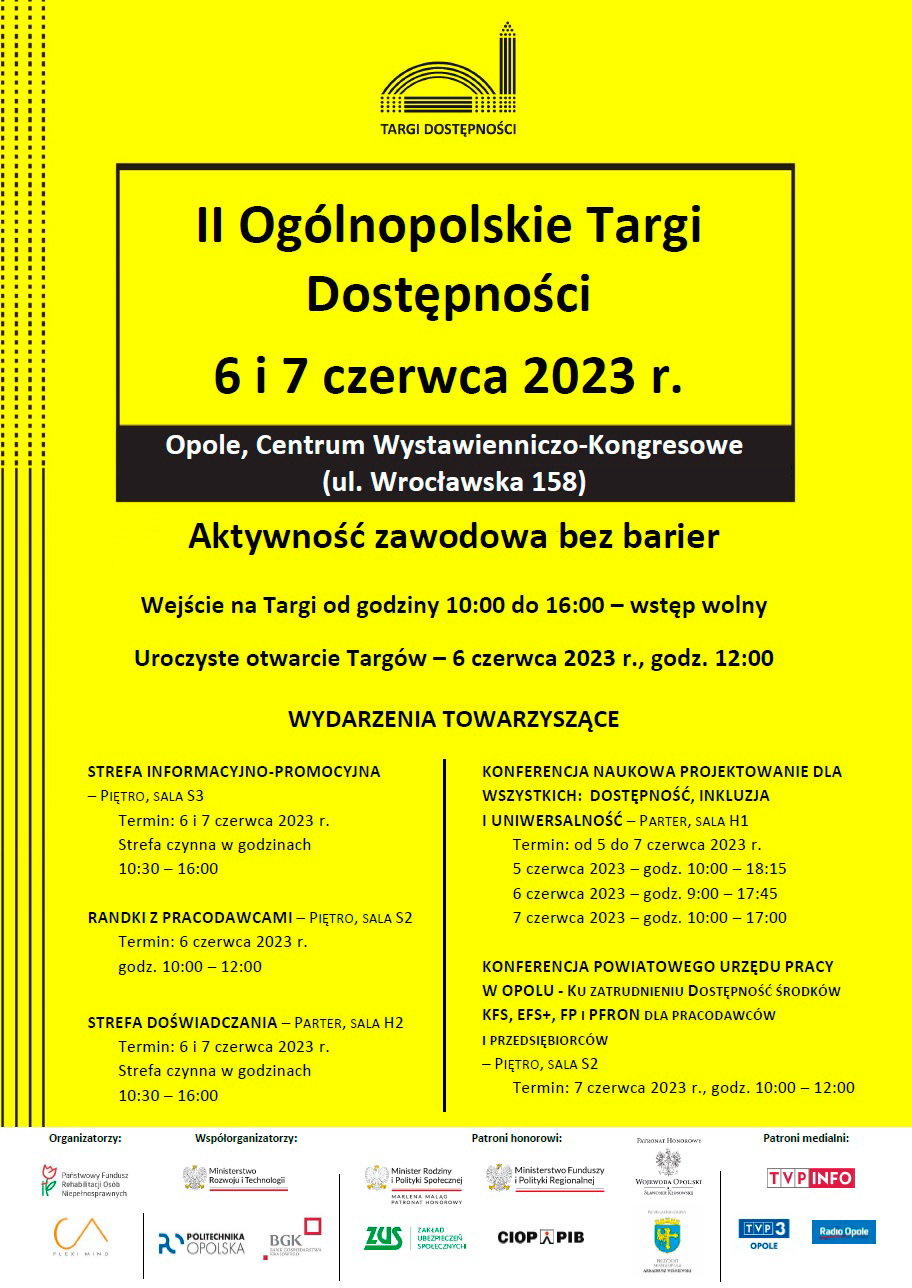 Plakat przedstawiający harmonogram targów